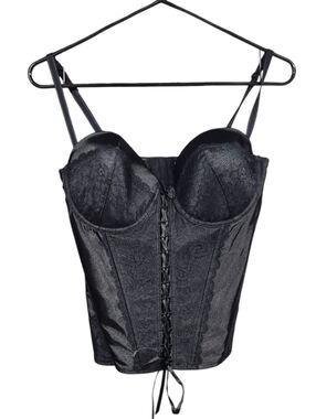 La Vie En Rose Black Lace-Up Bustier Corset Top Women's Size 38D